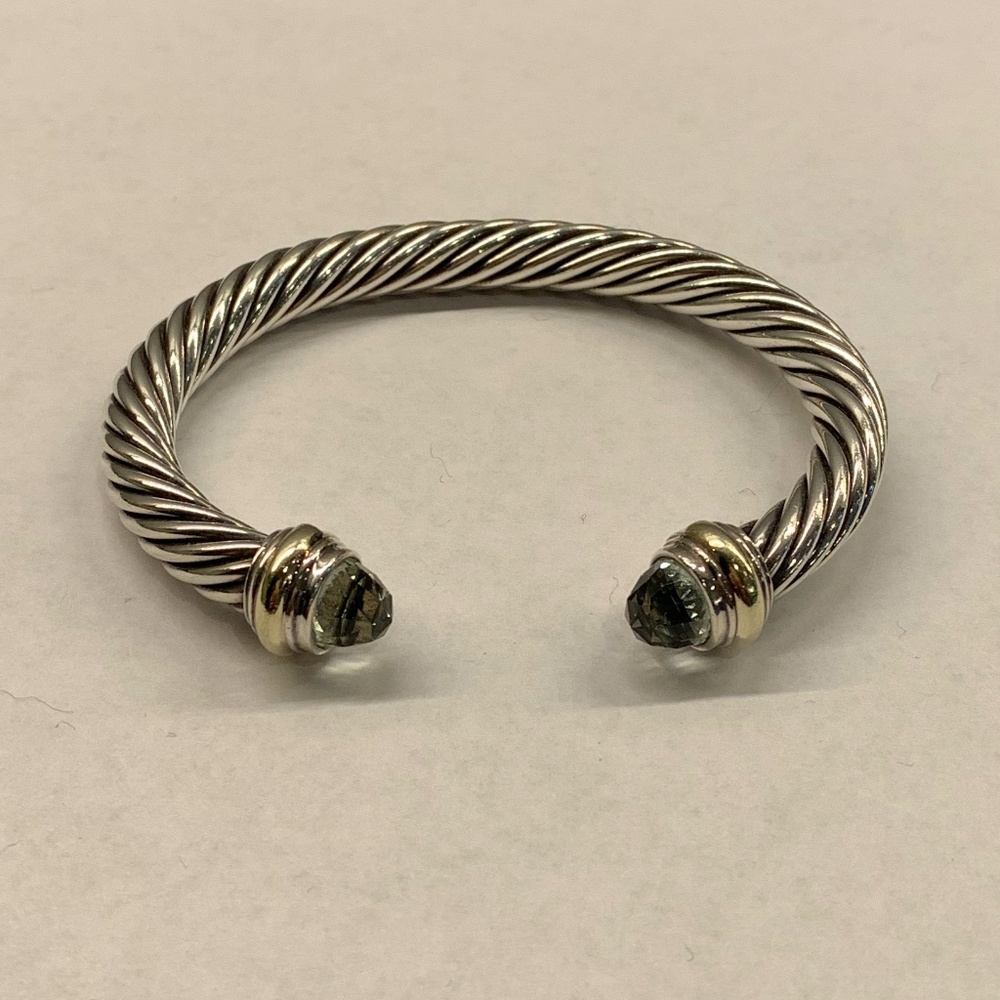 David Yurman Prasiolite & 14k gold Cable Bracelet